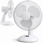 White Desk Fan 16 Inch 3 Speed Oscillating Tabletop PAIR