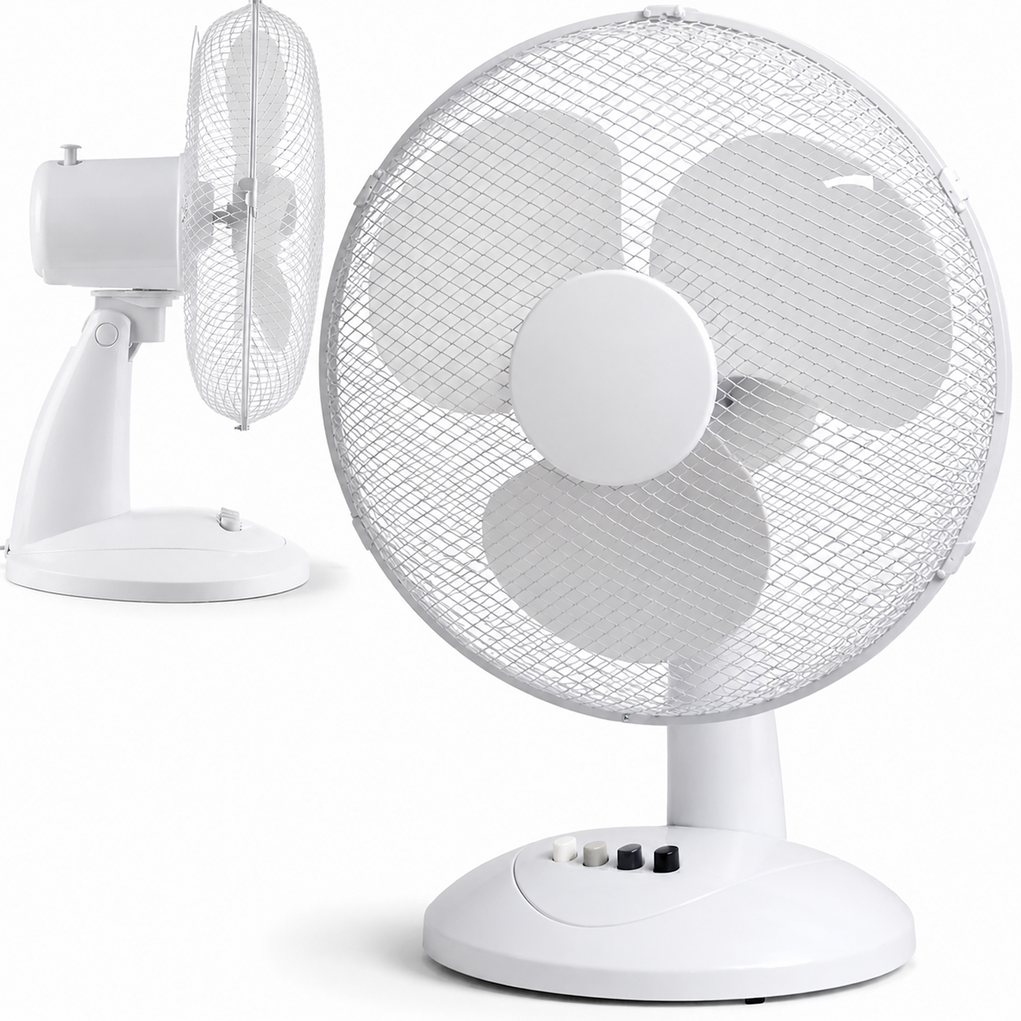 White Desk Fan 16 Inch 3 Speed Oscillating Tabletop PAIR