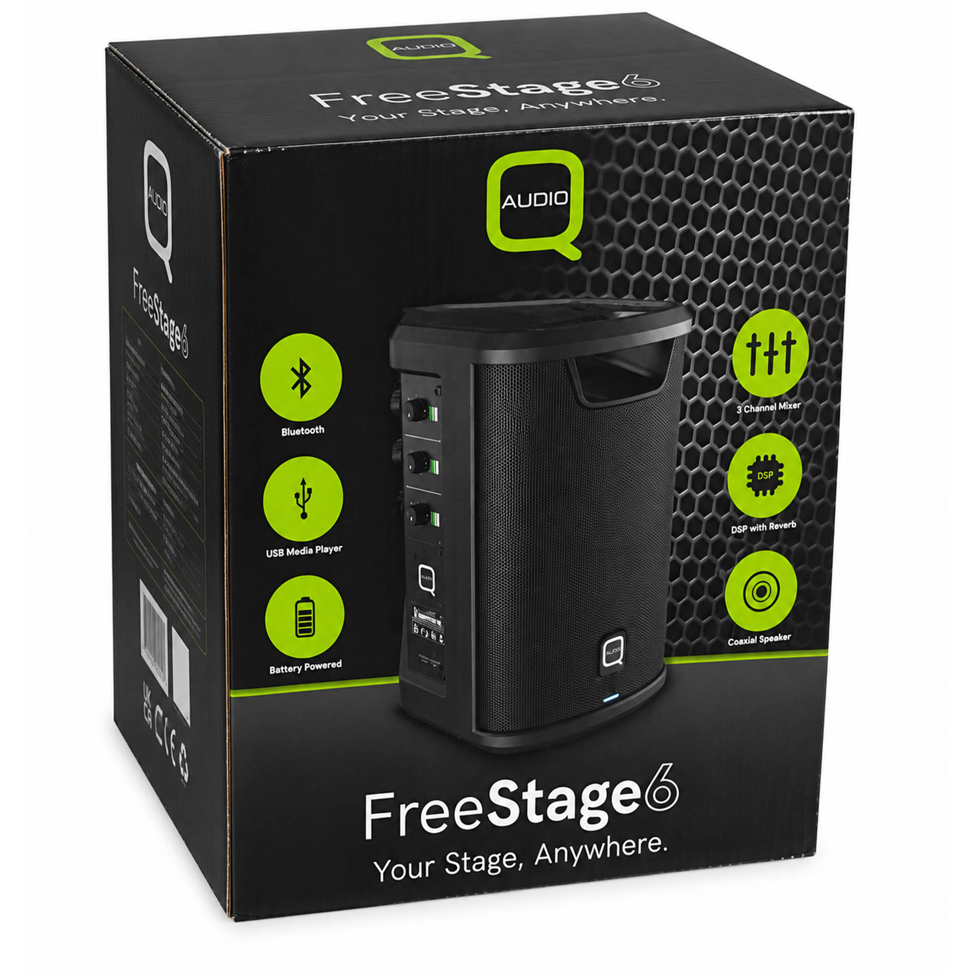 FreeStage6 6" Powered Speaker 3 Channel with USB and BT