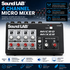 4 Channel Stereo or Mono Microphone Mixer