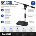 Tabletop Heavy Base Desk Microphone Stand Adjustable Height and Angle