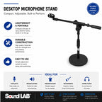 Tabletop Heavy Base Desk Microphone Stand Adjustable Height and Angle