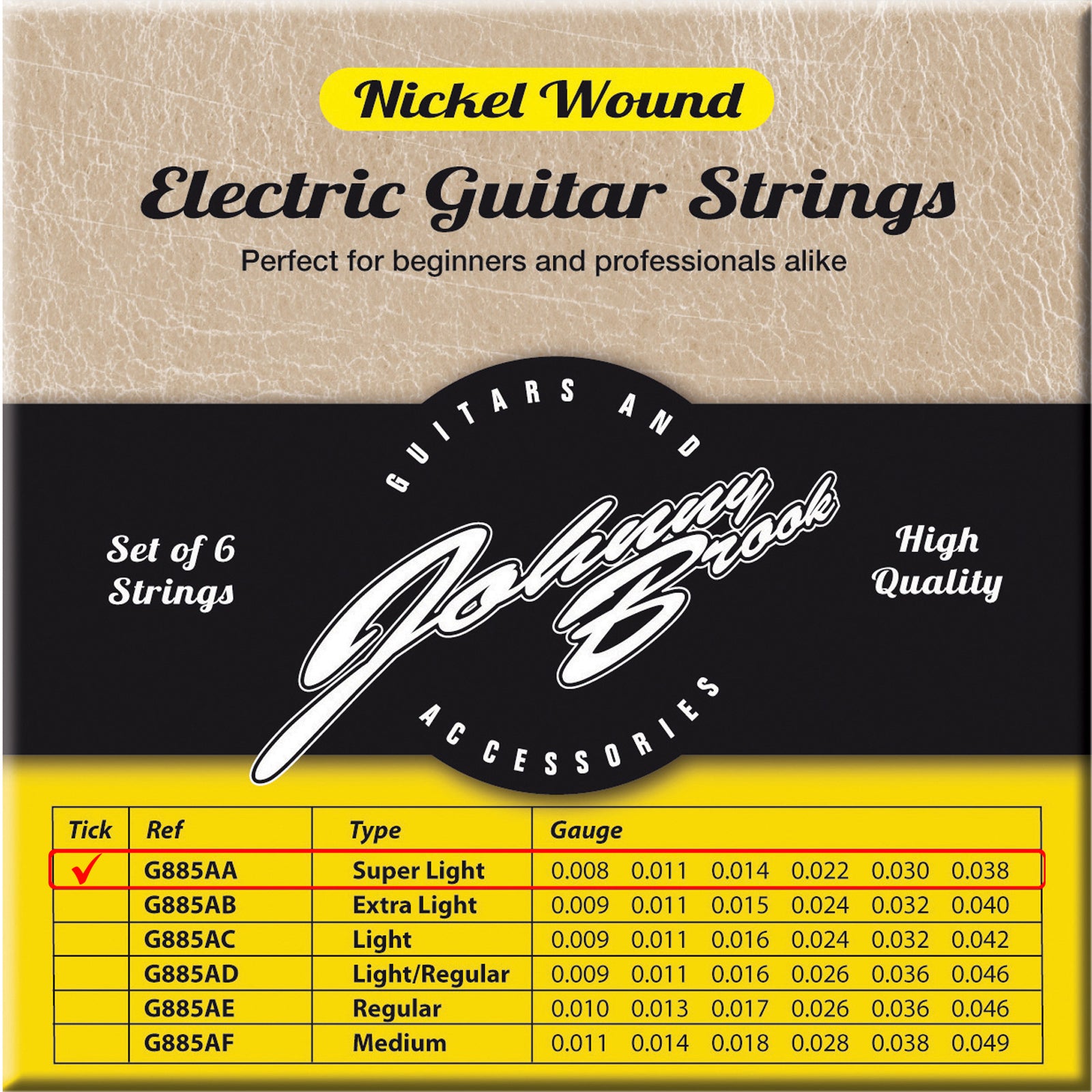Set of 6 High Quality Nickel Wound Electric Guitar Strings