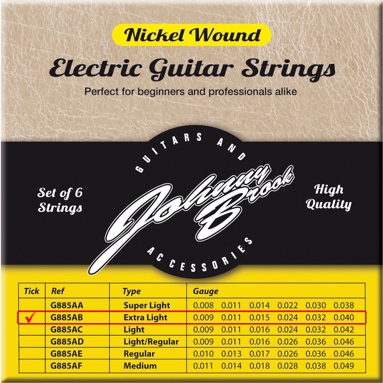 Set of 6 High Quality Nickel Wound Electric Guitar Strings