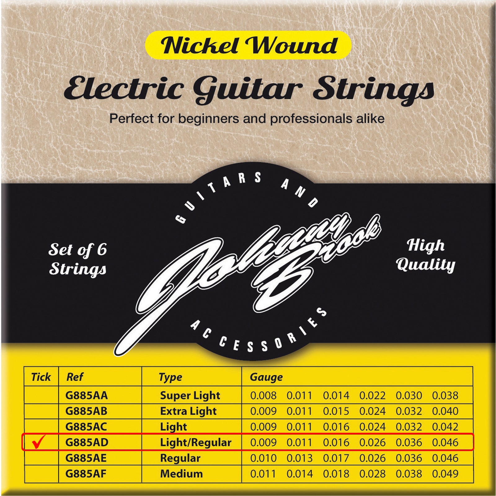Set of 6 High Quality Nickel Wound Electric Guitar Strings