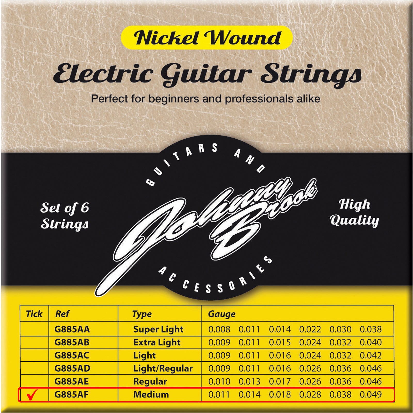 Set of 6 High Quality Nickel Wound Electric Guitar Strings