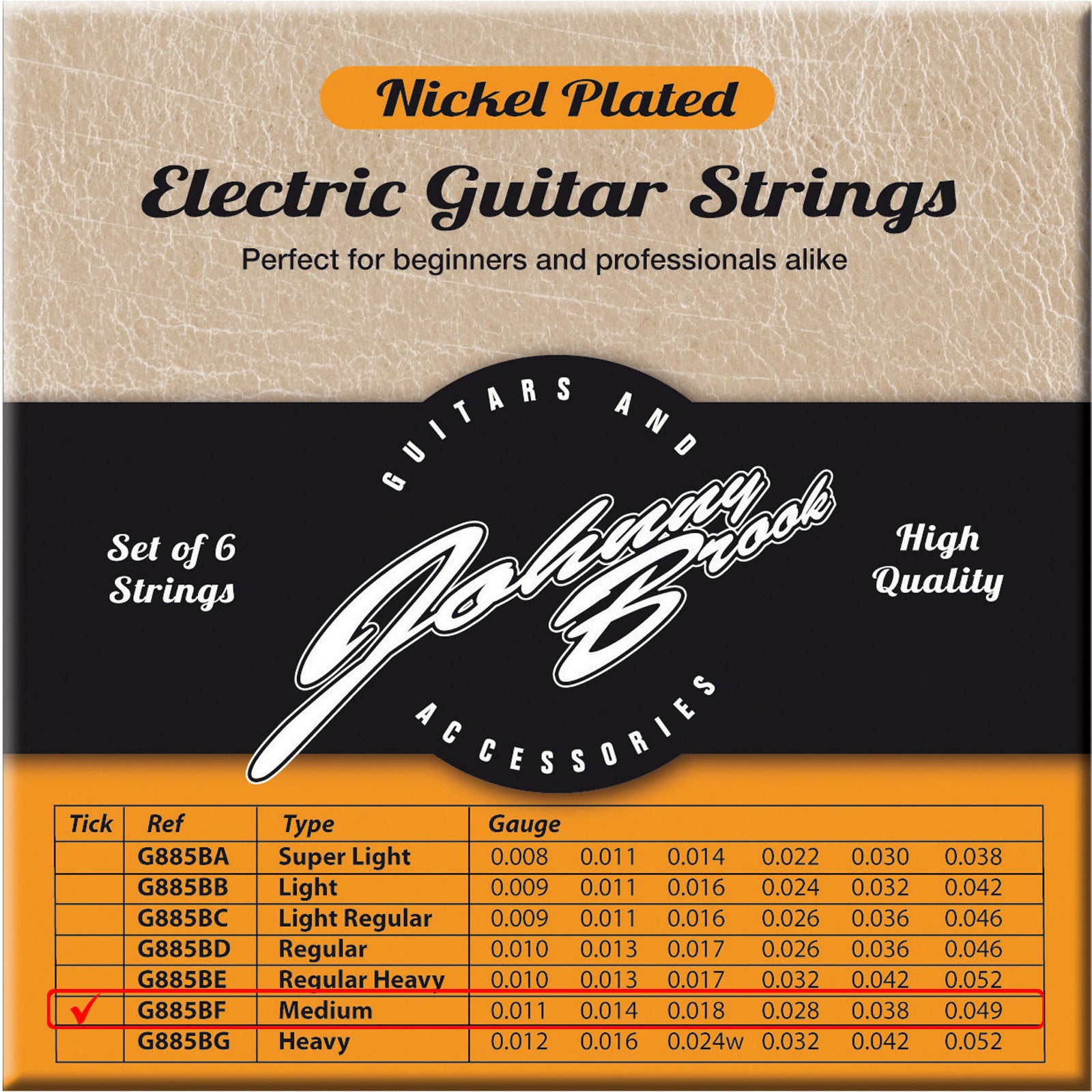 Set of 6 High Quality Nickel Plated Electric Guitar Strings