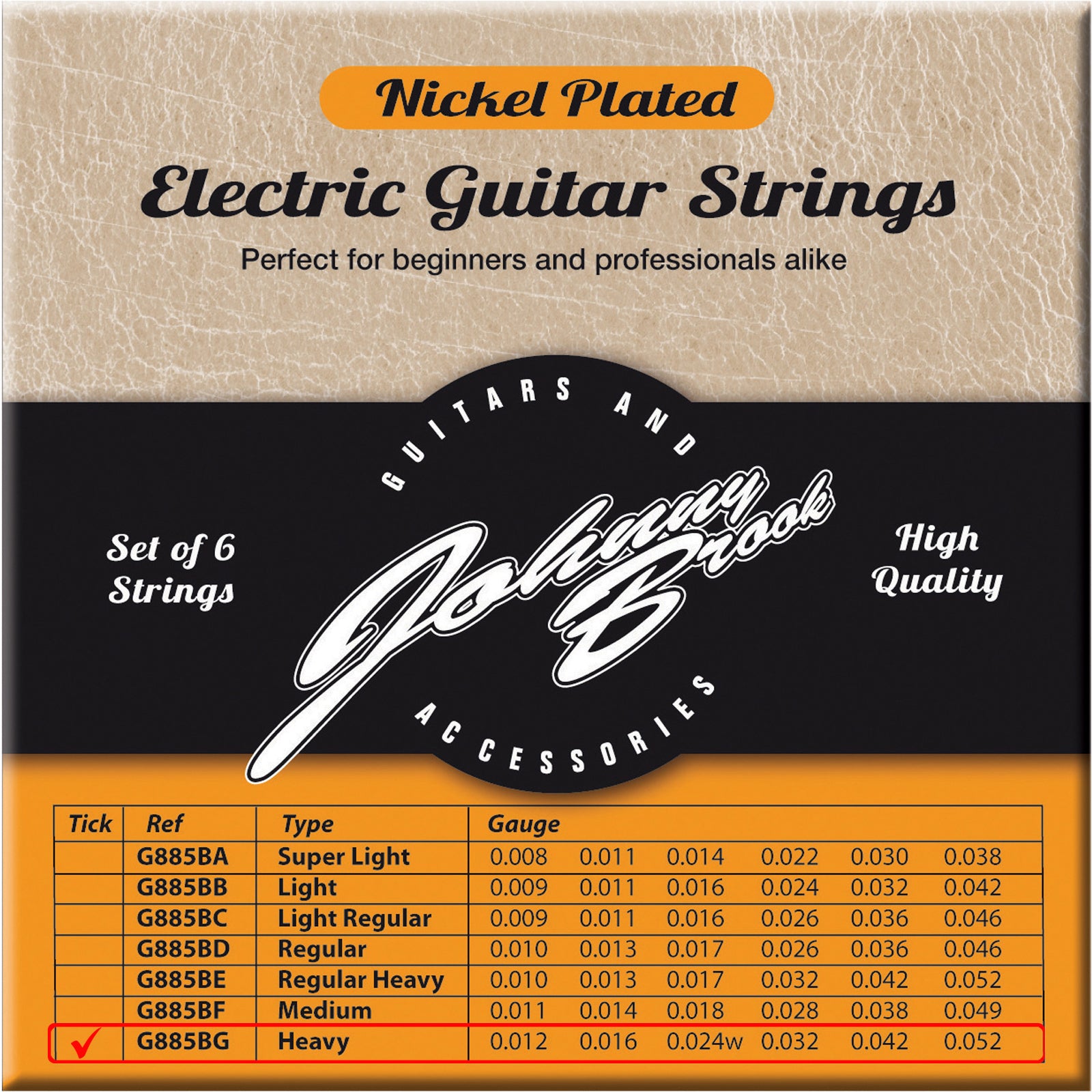 Set of 6 High Quality Nickel Plated Electric Guitar Strings