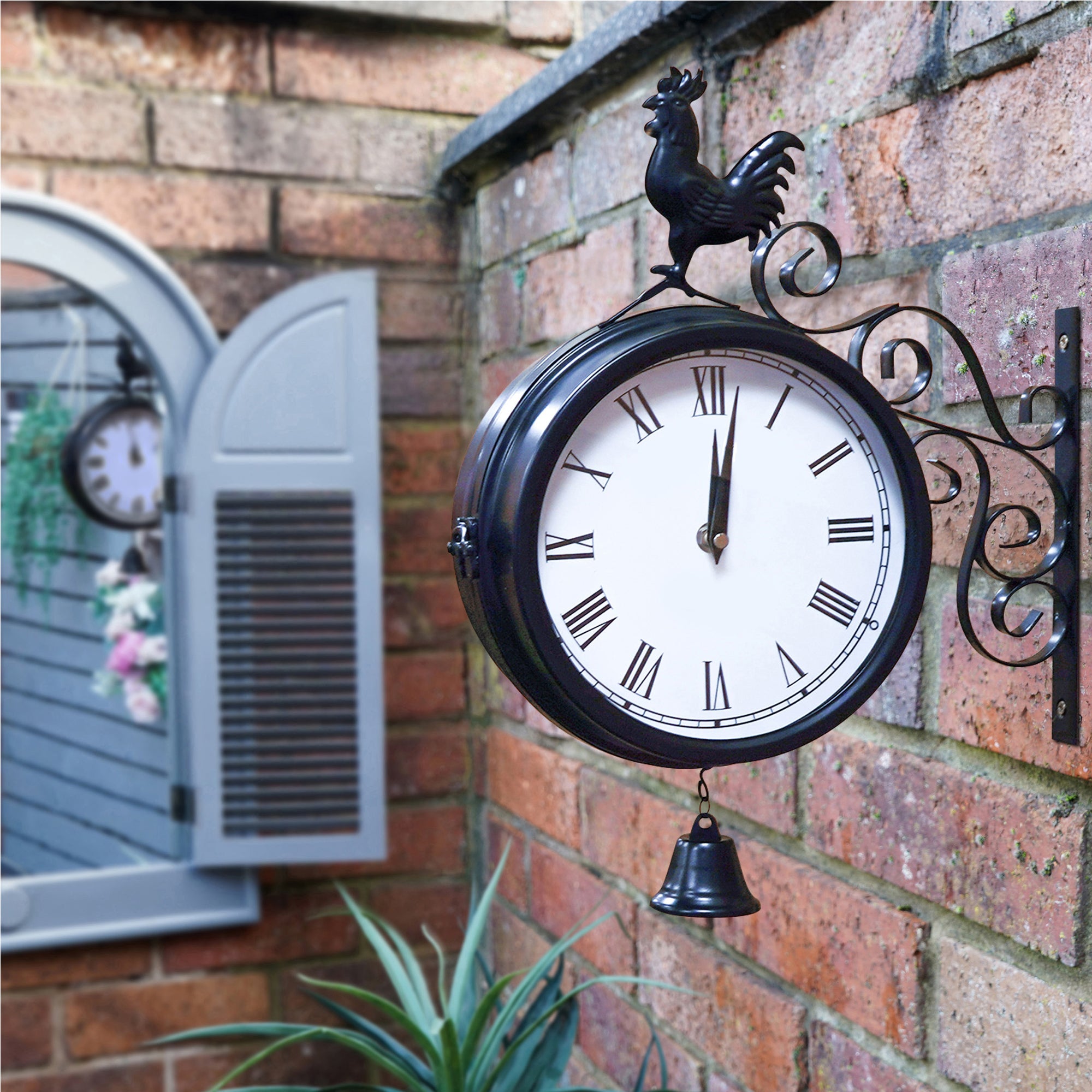 Double Sided Outdoor Station Clock 20cm Rustic Country Farmhouse Style