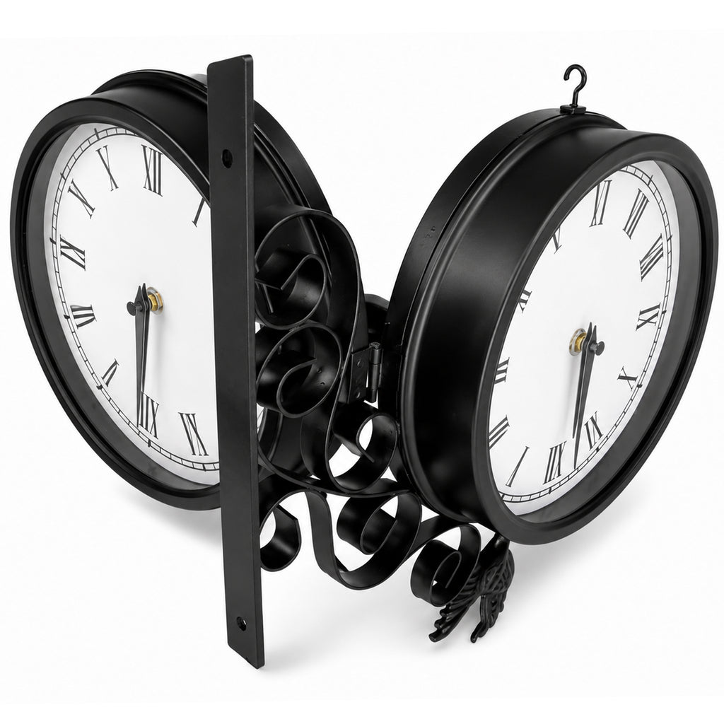Double Sided Outdoor Station Clock 20cm Rustic Country Farmhouse Style