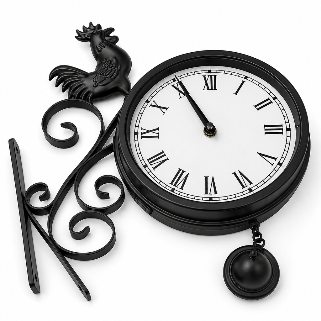 Double Sided Outdoor Station Clock 20cm Rustic Country Farmhouse Style
