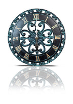 Vintage Open Face Antique Green Gold Resin Wall Clock