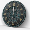 Vintage Open Face Antique Green Gold Resin Wall Clock