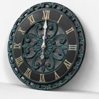 Vintage Open Face Antique Green Gold Resin Wall Clock