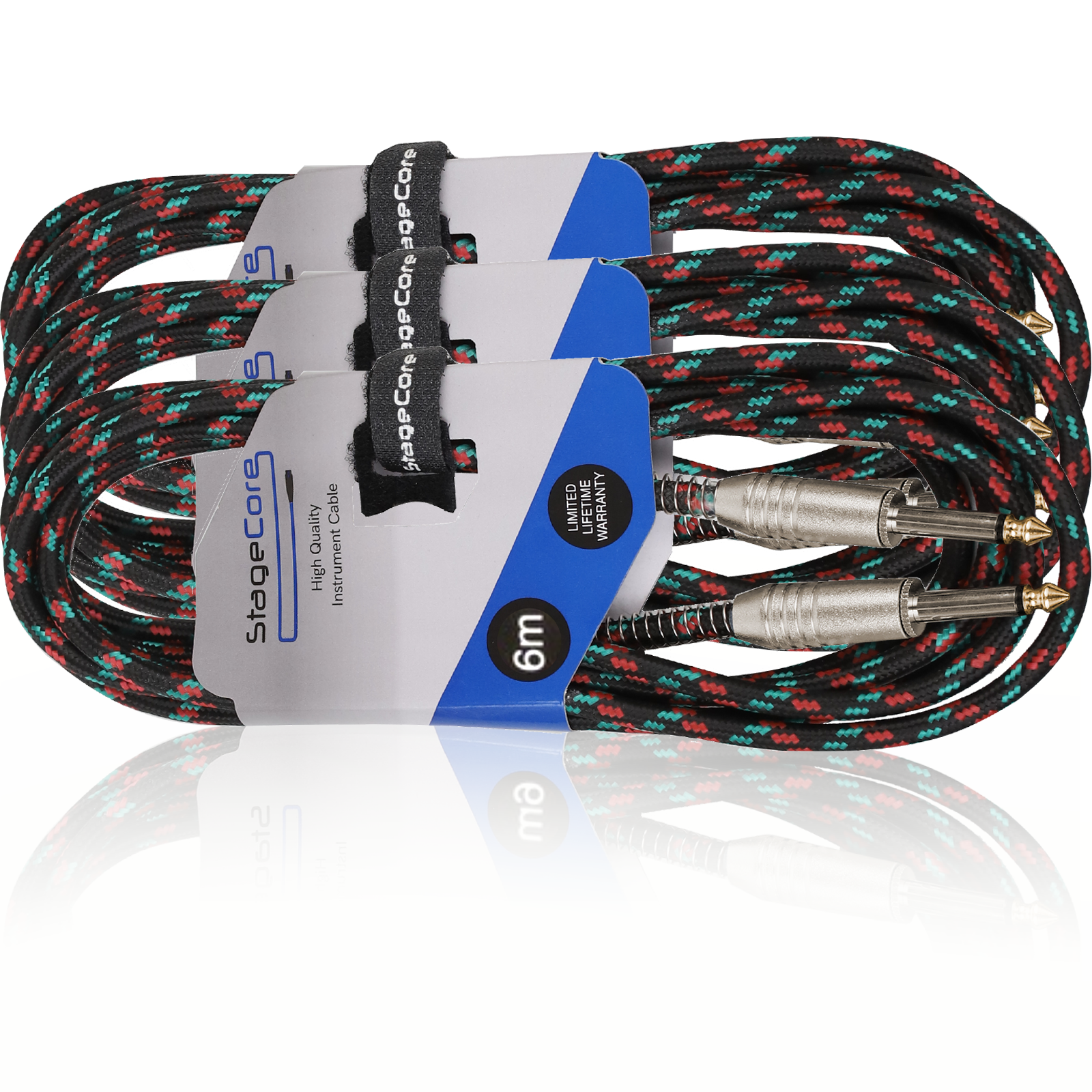 3x 6M Guitar Cable Lead Braided Vintage Tweed Style Electric Bass Acoustic