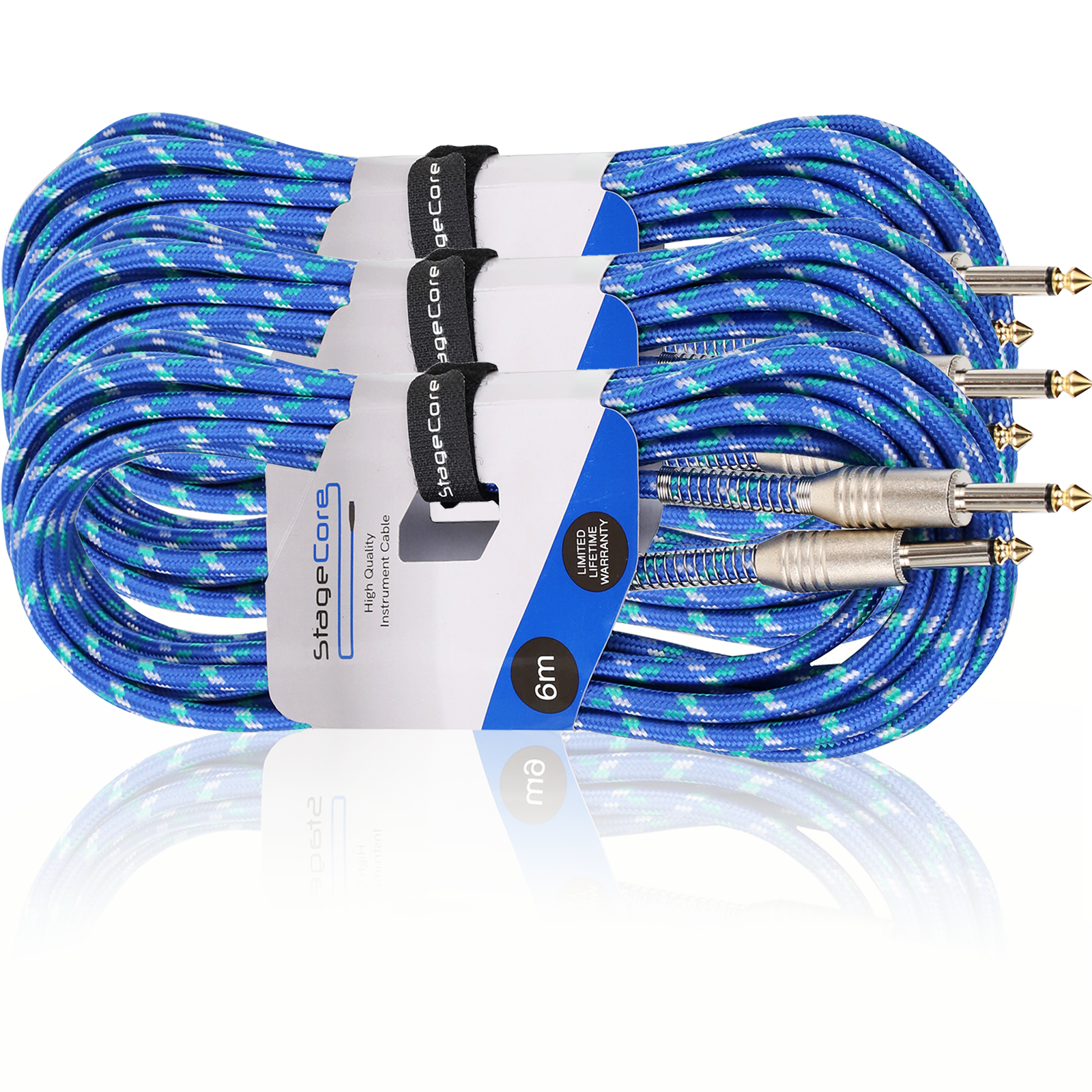 3x 6M Guitar Cable Lead Braided Vintage Tweed Style Electric Bass Acoustic