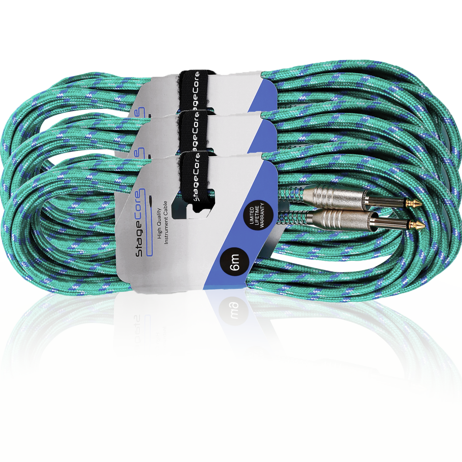 3x 6M Guitar Cable Lead Braided Vintage Tweed Style Electric Bass Acoustic