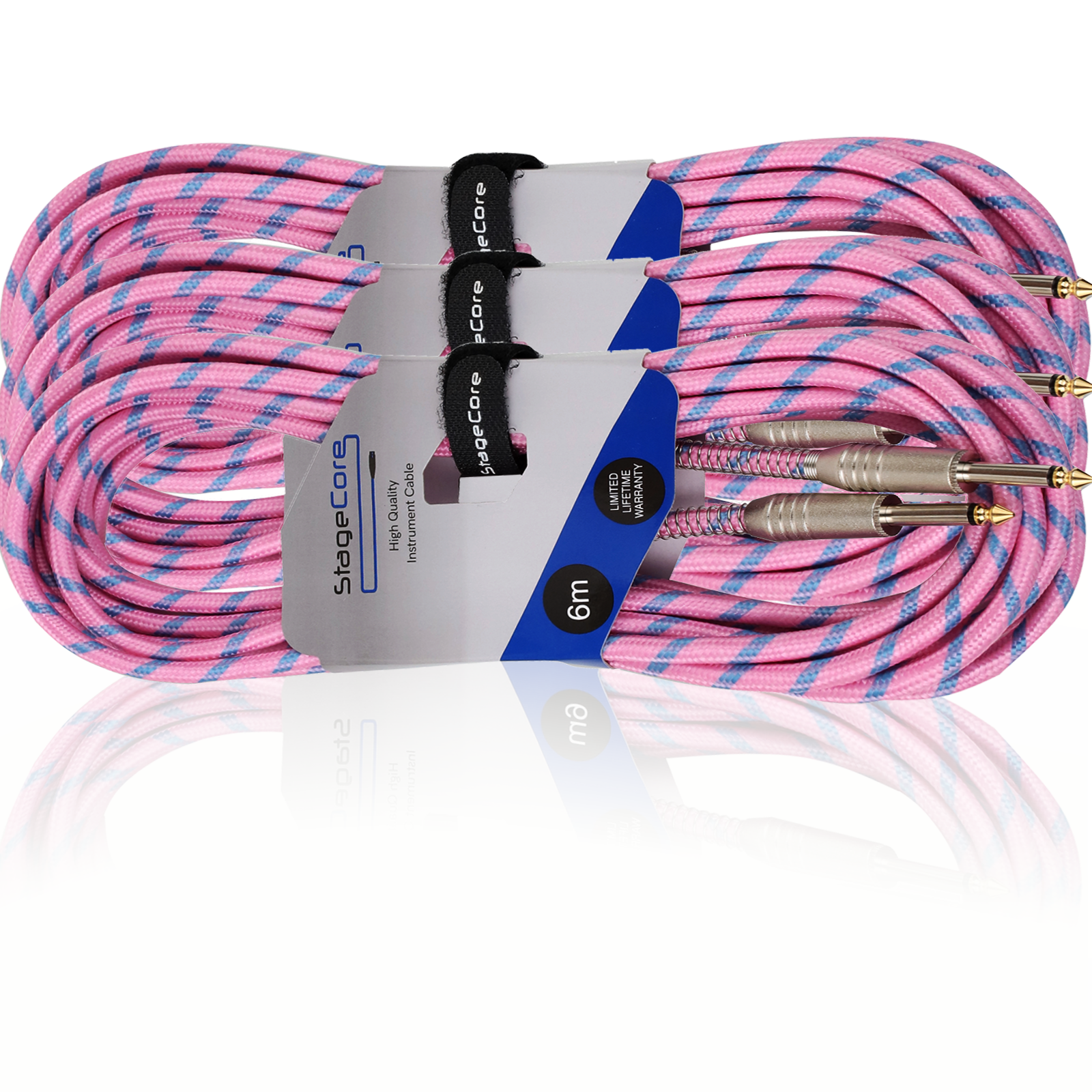 3x 6M Guitar Cable Lead Braided Vintage Tweed Style Electric Bass Acoustic