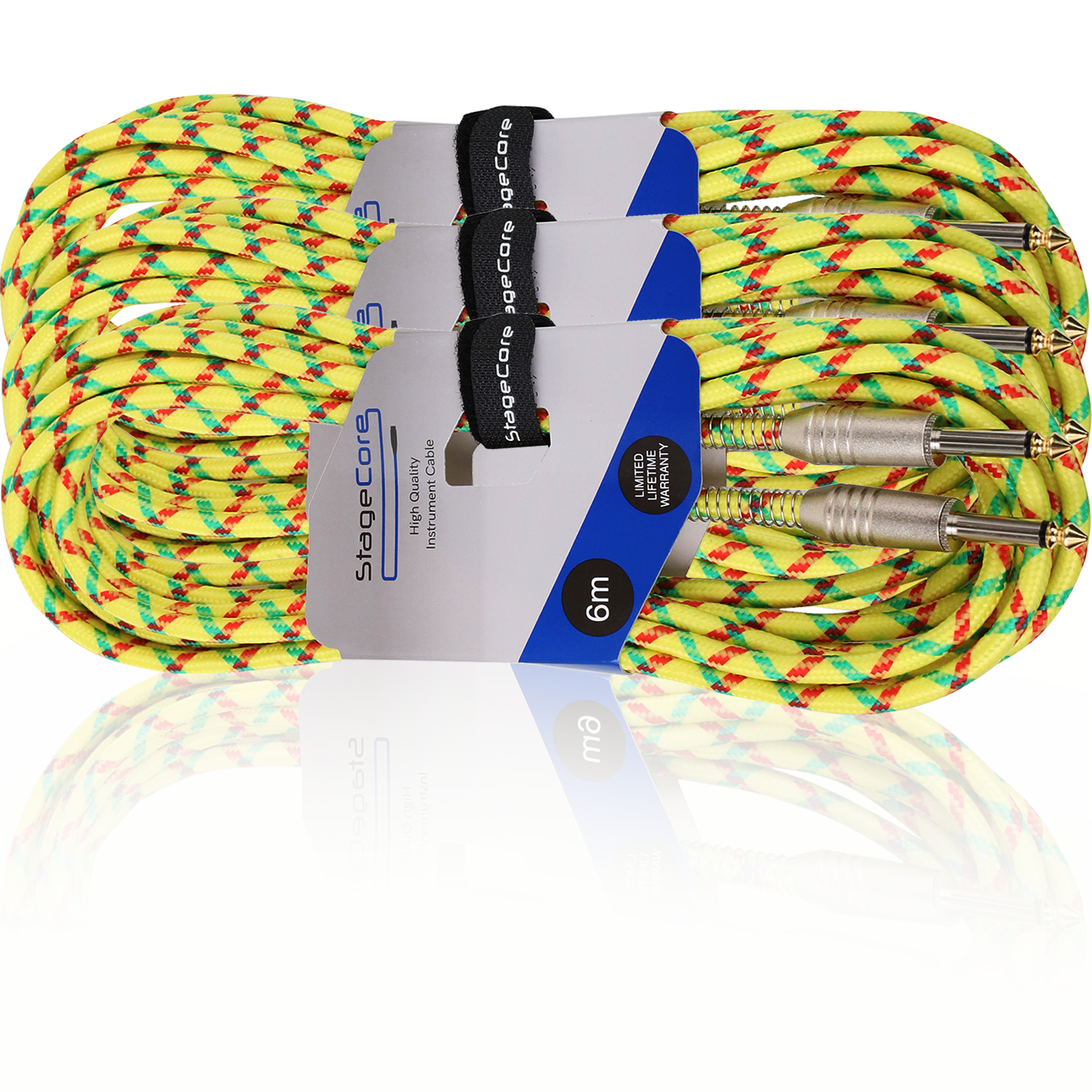 3x 6M Guitar Cable Lead Braided Vintage Tweed Style Electric Bass Acoustic
