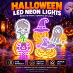 Halloween Neon Light Silhouette USB Decor Pumpkin Ghost Skull