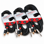 6.35mm Stereo Jack to Twin RCA Phono Leads 1.5m 3.0m & 5.0m