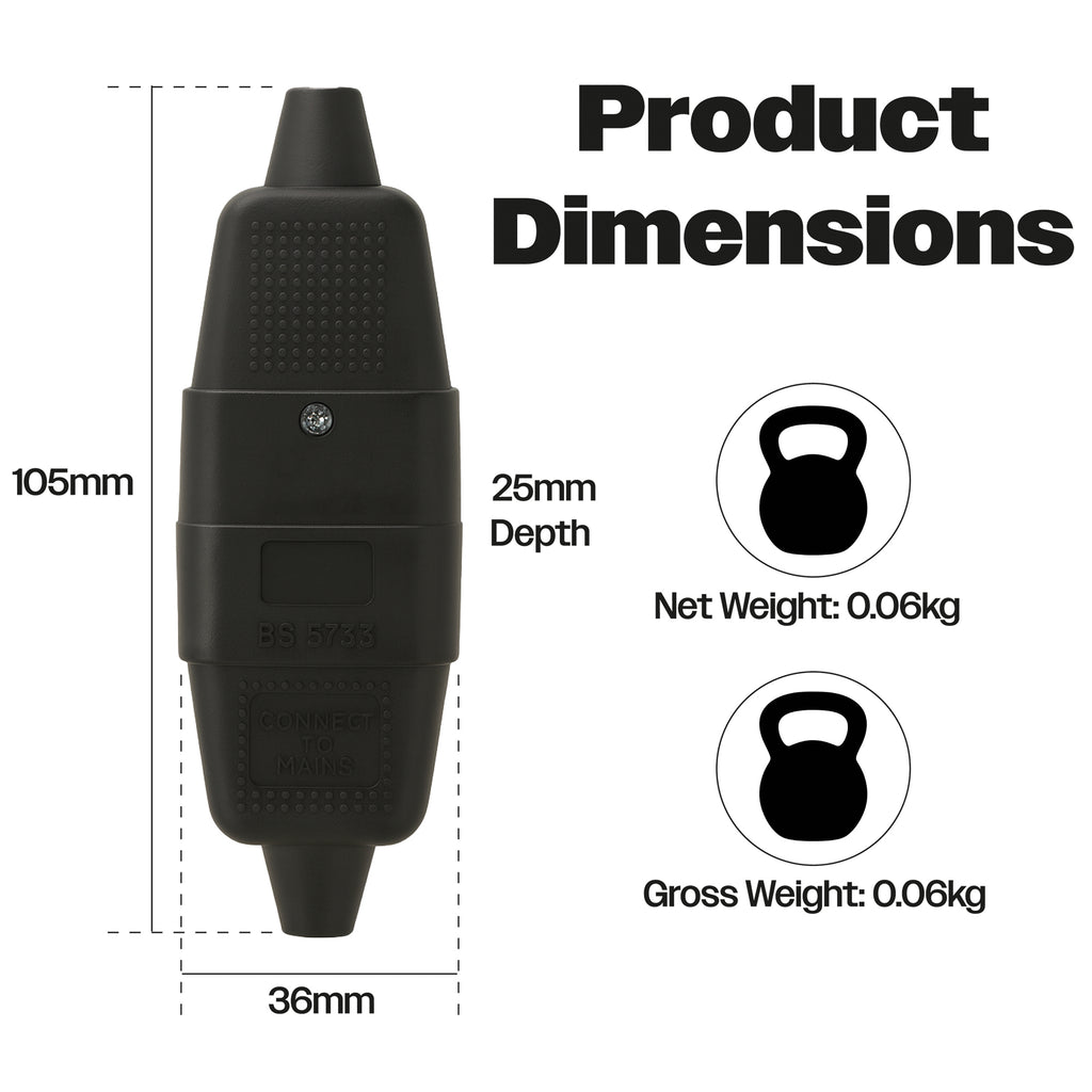 3 Way 10 A In-line Impact Resistant Mains Connector