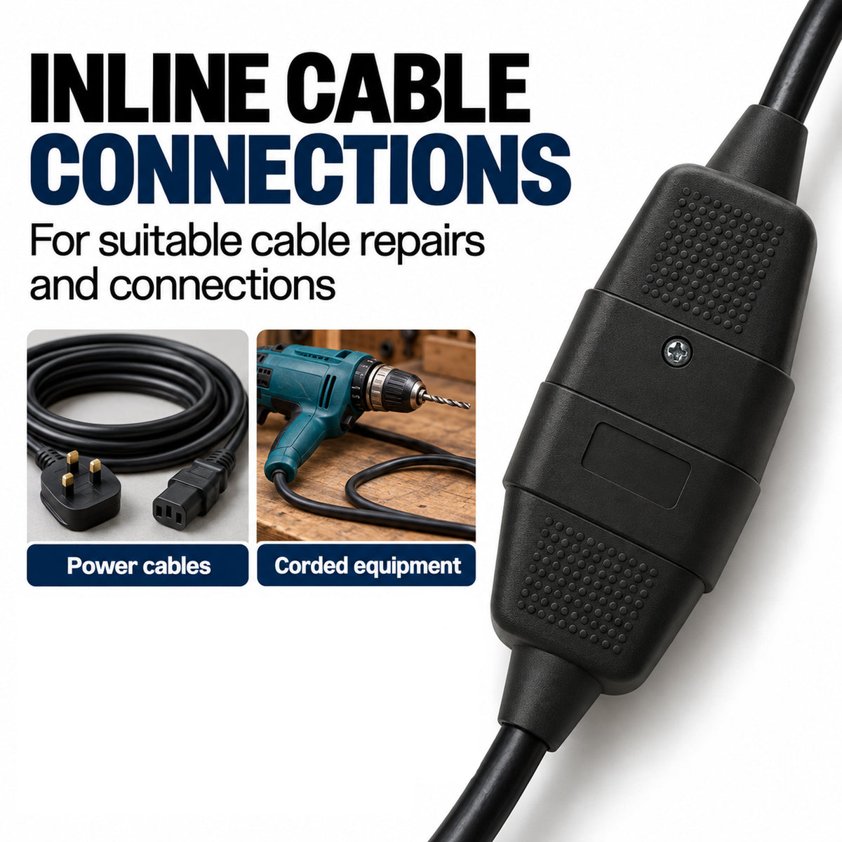 3 Way 10 A In-line Impact Resistant Mains Connector