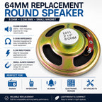 Small Magnet Replacement Round Speaker 64mm 0.3W 8 Ohm