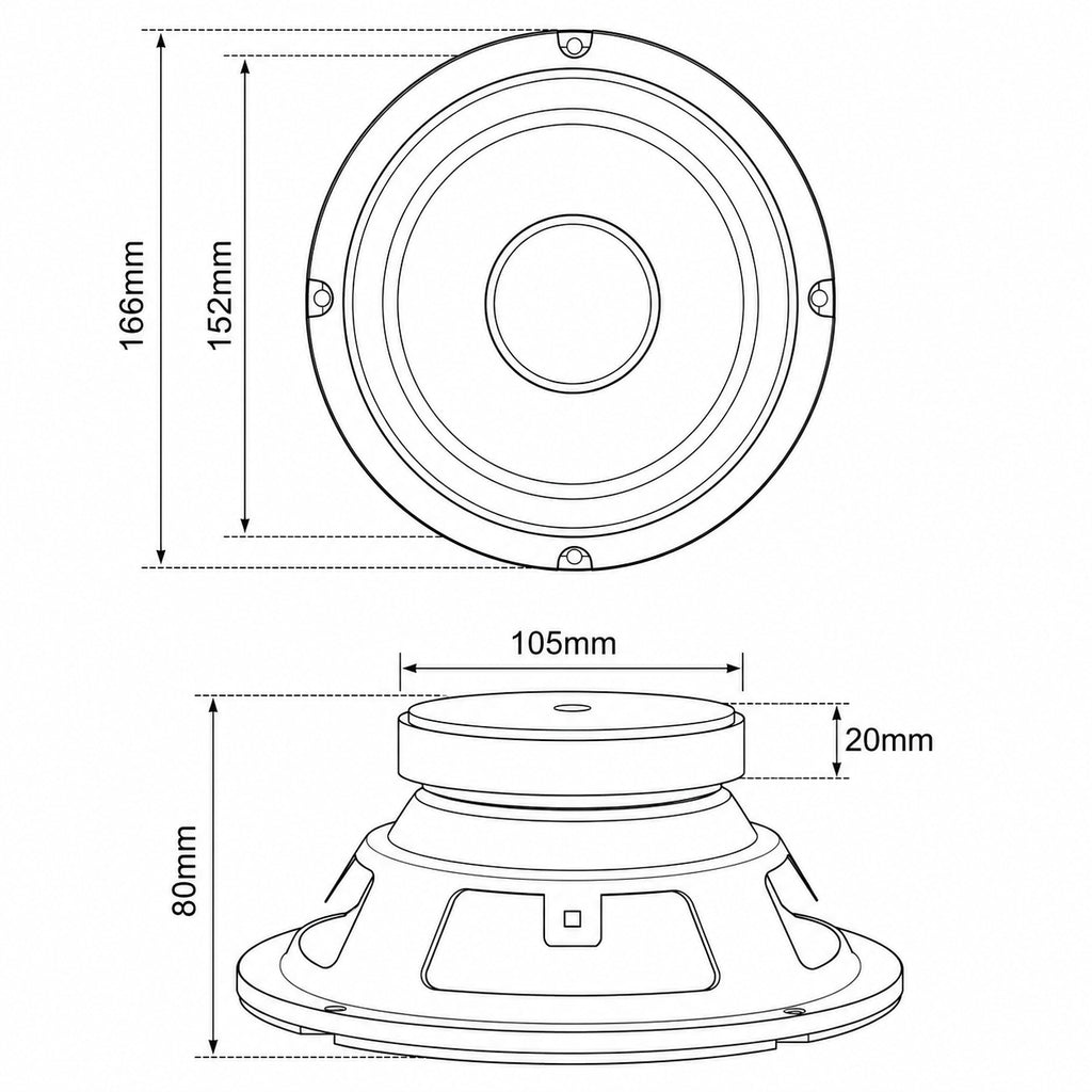 6.5" Inch Bass Mid Speaker Driver with Rubber Surround