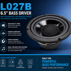 6.5" Inch Bass Mid Speaker Driver with Rubber Surround