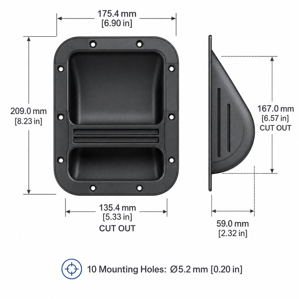 Large Plastic Recessed Cabinet Bar Handles (Pair)