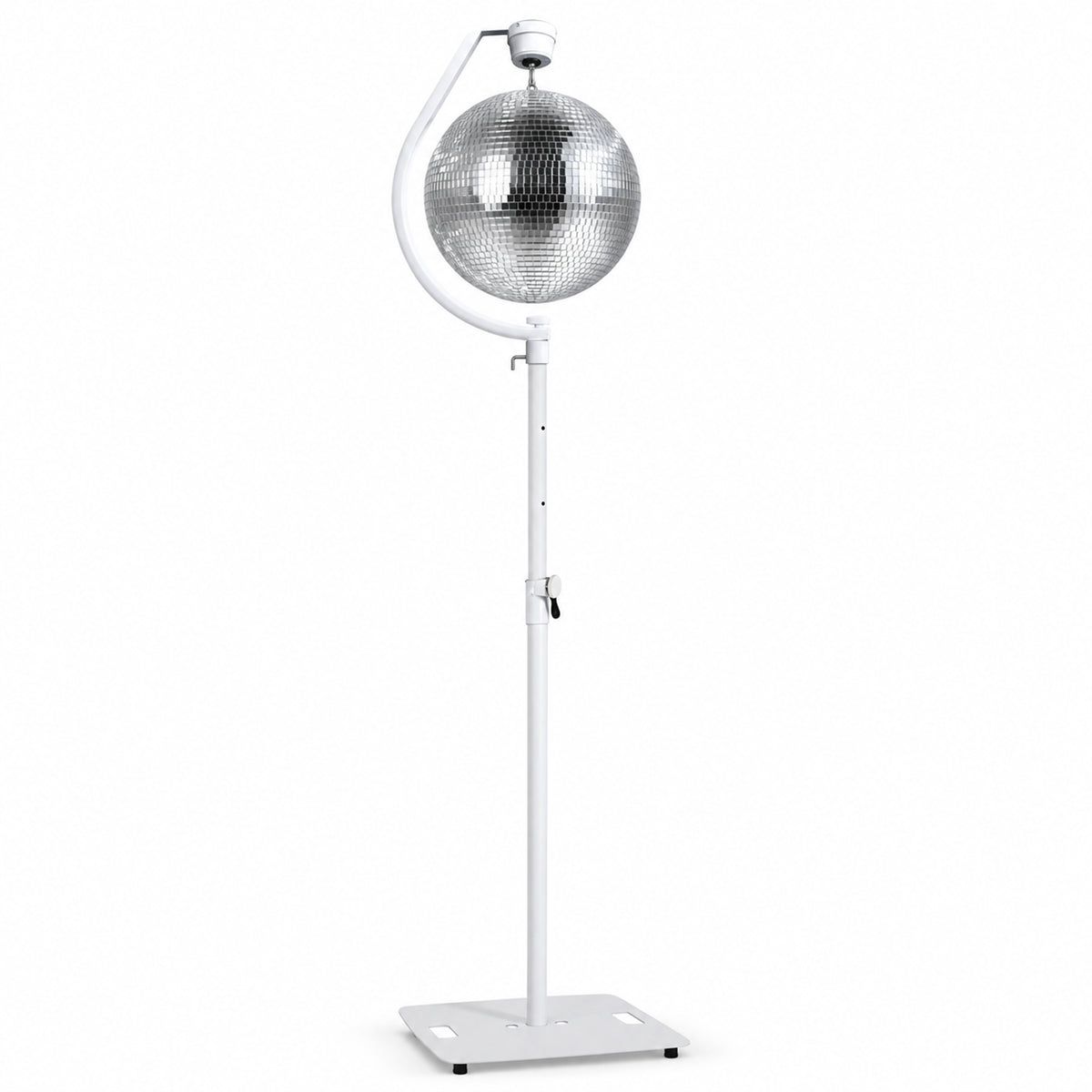 16" Mirror Ball Kit with White Stand, Curved Motor Bracket inc Pinspot