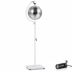 16" Mirror Ball Kit with White Stand, Curved Motor Bracket inc Pinspot