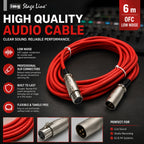 6M XLR Female To Male XLRF-XLRM OFC Lead RED
