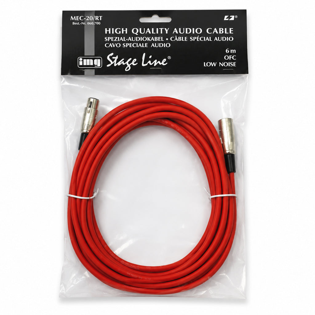 6M XLR Female To Male XLRF-XLRM OFC Lead RED