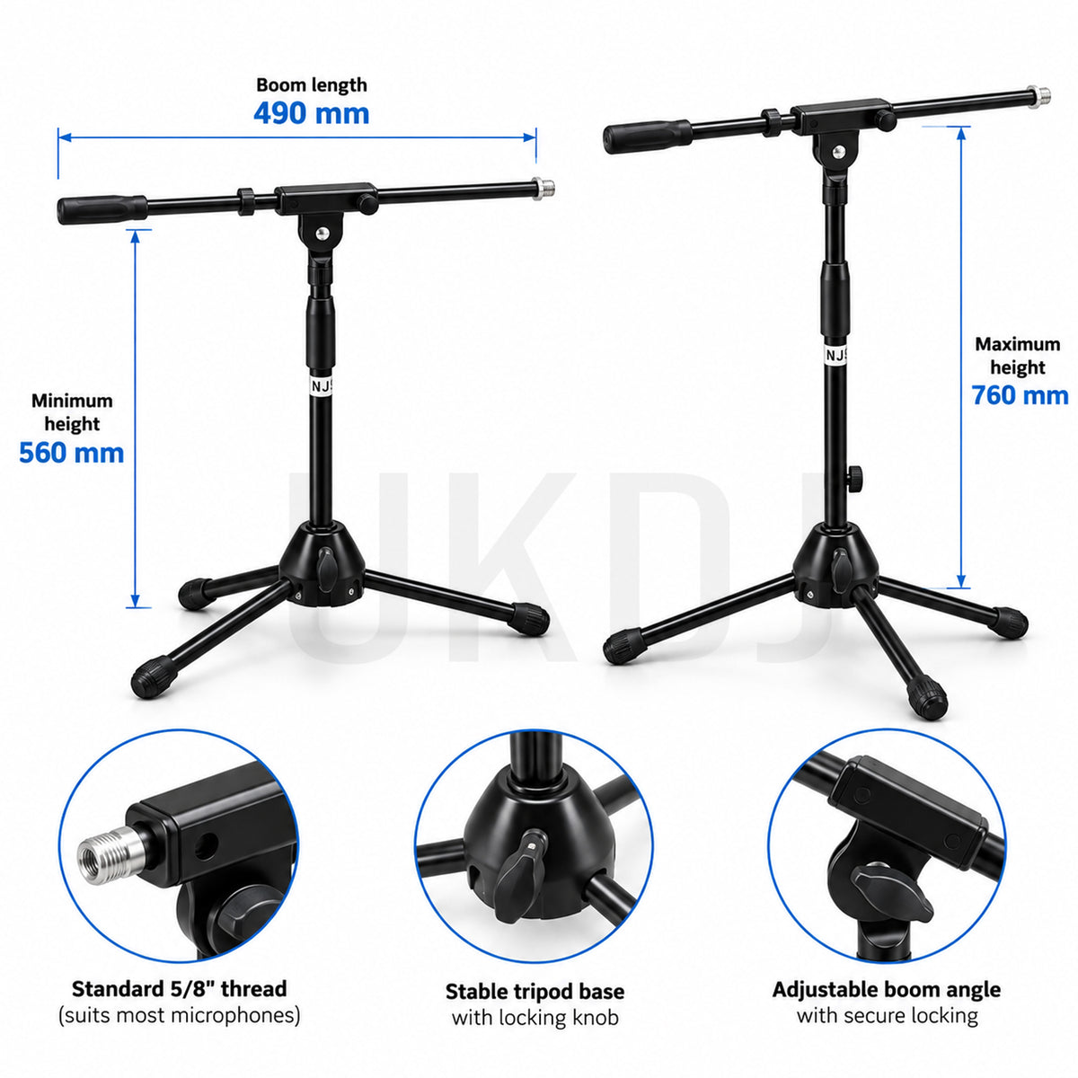 Pair of Low Level Microphone Stands with Boom Arms