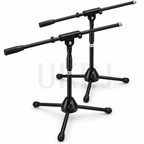 Pair of Low Level Microphone Stands with Boom Arms