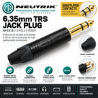 NP3X-B 6.35mm Stereo TRS Jack Plug Gold Contacts