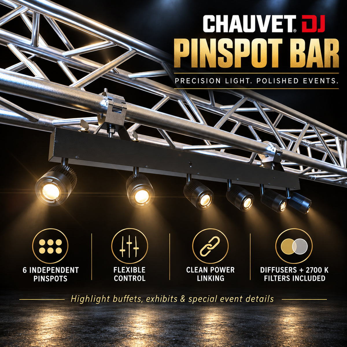 Pinspot Bar 6-Head LED Pinspot Lighting Fixture (Graded)