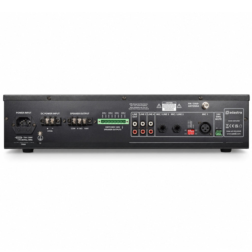 RM480D 4 Zone 480w 100V Line Mixer Amplifier and Media Player