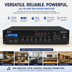 RM480D 4 Zone 480w 100V Line Mixer Amplifier and Media Player