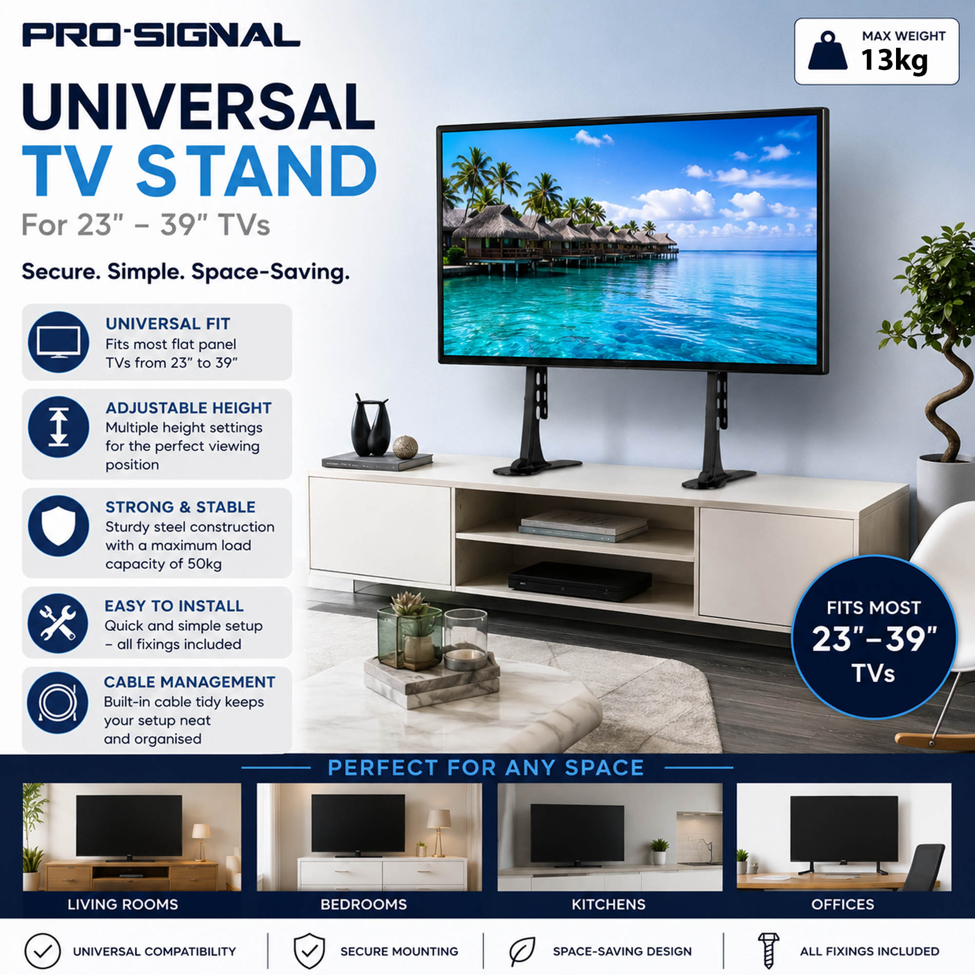 Universal TV Stand Top Mount Bracket 23 to 39 Inch