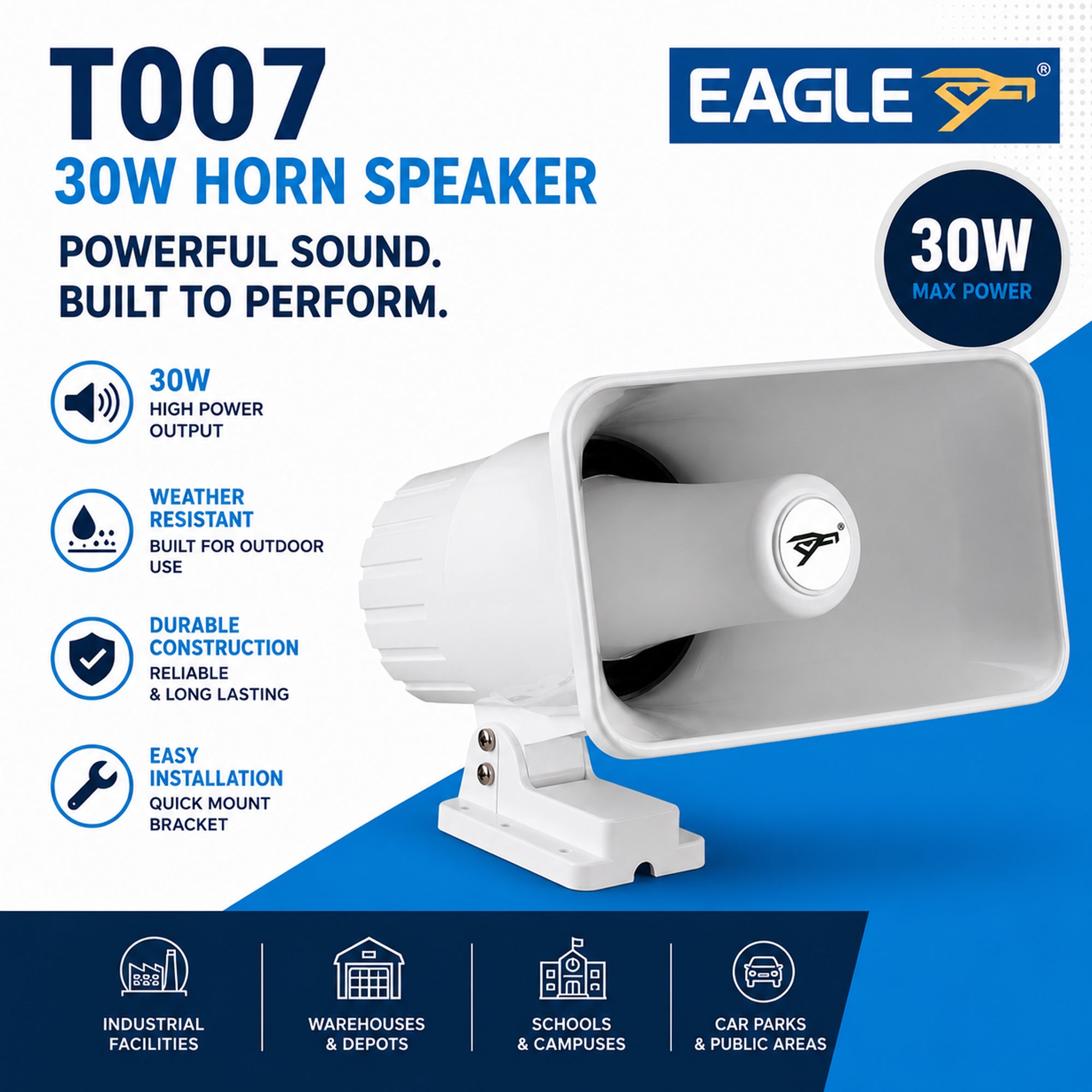 Plastic Waterproof Heavy Duty 6-12v 2 tone Super Siren 30w