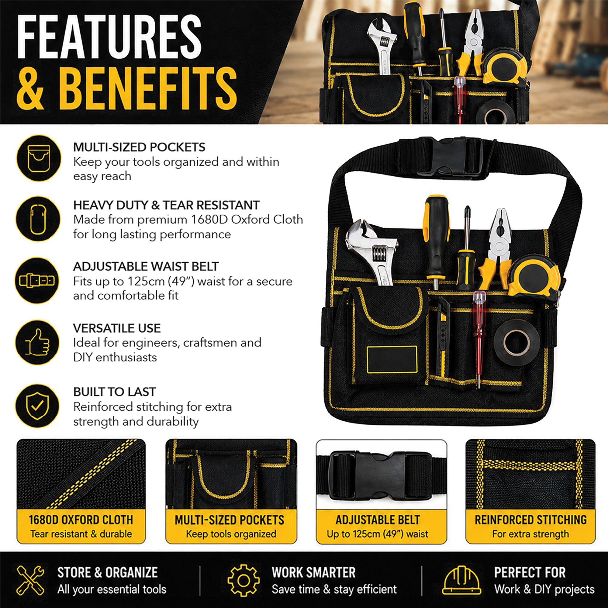 Multi-Pocket Tool Belt Cloth Pouch
