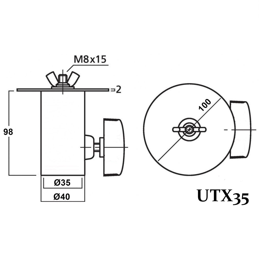 Pair of UTX 35TH 35mm External Top Hat Lighting Adaptor