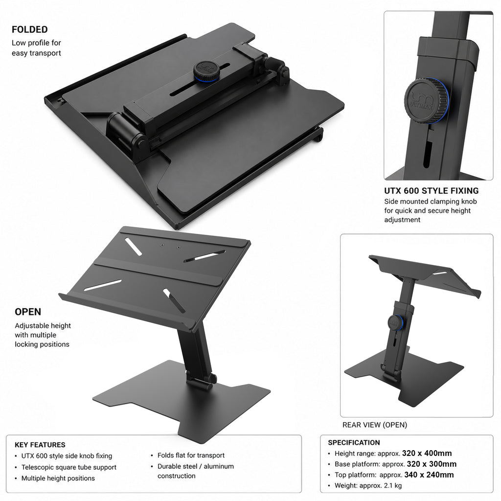UTX 630BK Folding Laptop Stand Height Adjustable