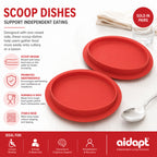 Pair of Red Dignity Dish Spill Proof Non Slip Suction Base