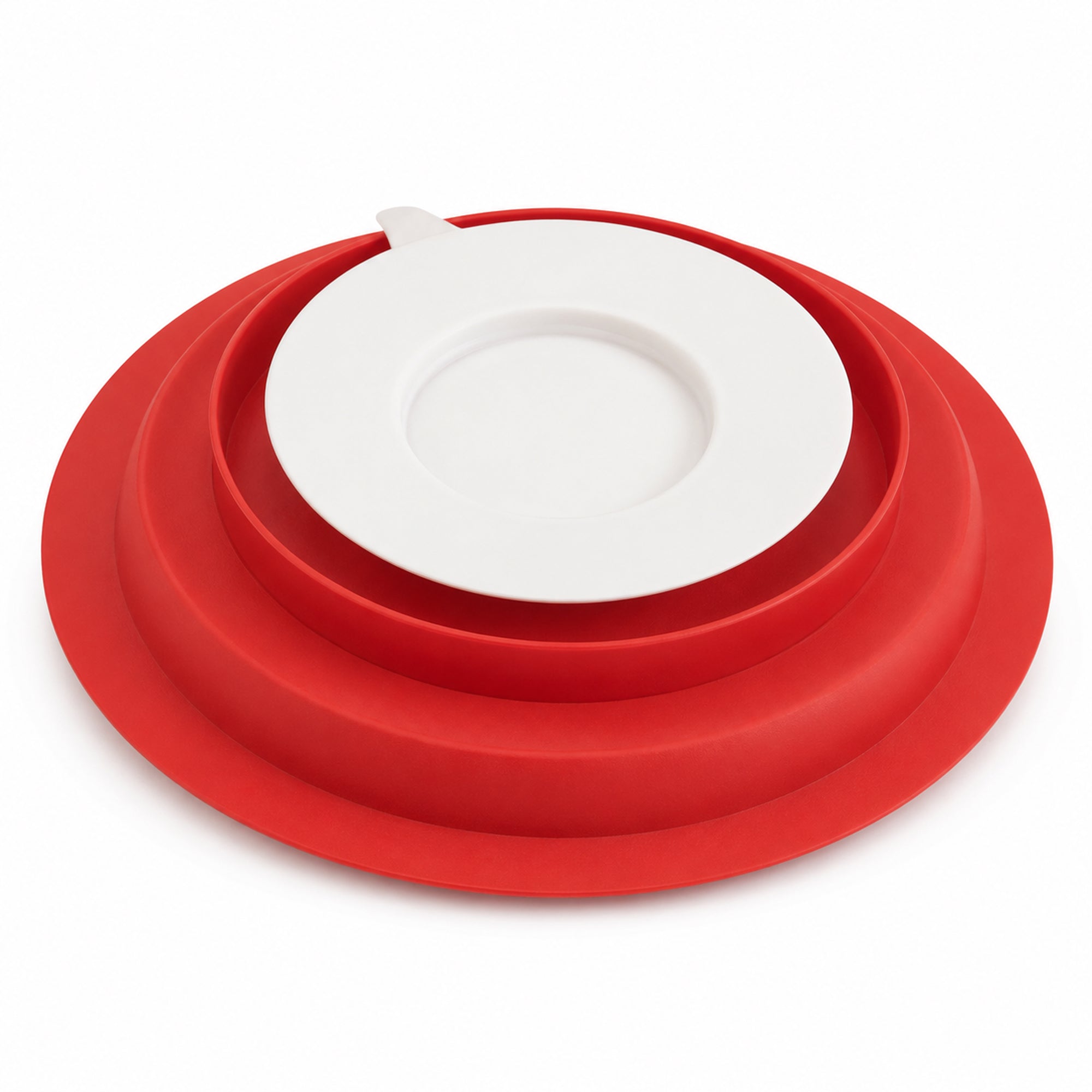 Pair of Red Dignity Dish Spill Proof Non Slip Suction Base