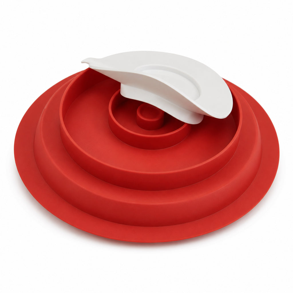 Pair of Red Dignity Dish Spill Proof Non Slip Suction Base