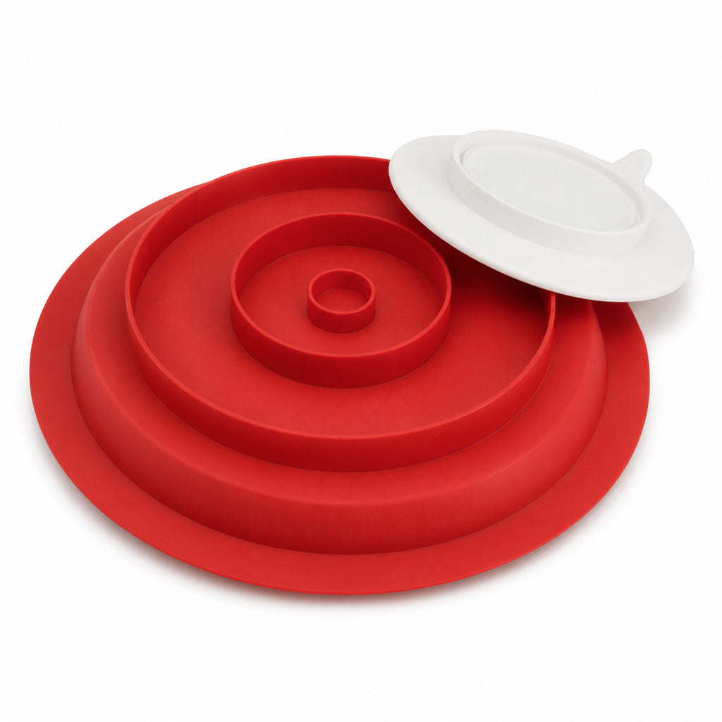 Pair of Red Dignity Dish Spill Proof Non Slip Suction Base